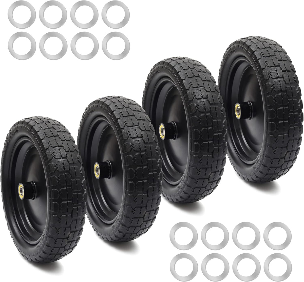 13'' Solid Polyurethane Flat-Free Tire and Wheel Assemblies 2-Pack U590