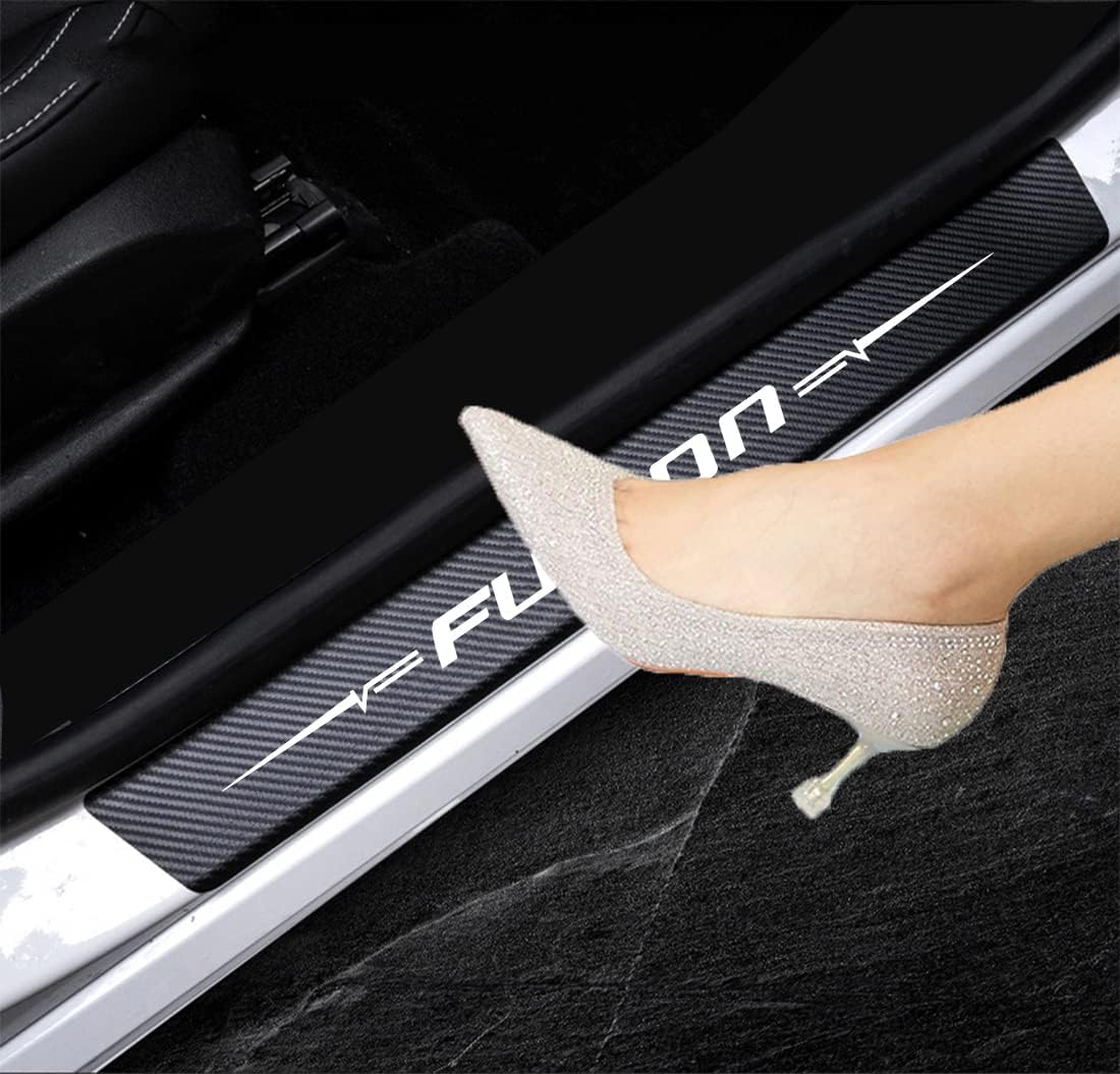 4D Carbon Fiber Reflective Door Sill Protector Stickers Y594861