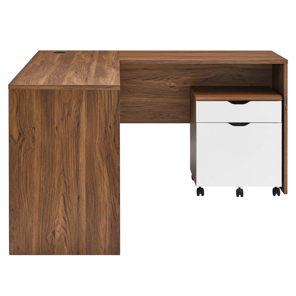 White Walnut Wood Computer Desk Cabinet G9820