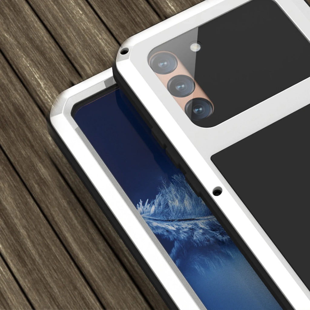 White Metal Bumper Silicone Case with Built-in Screen Protector G548