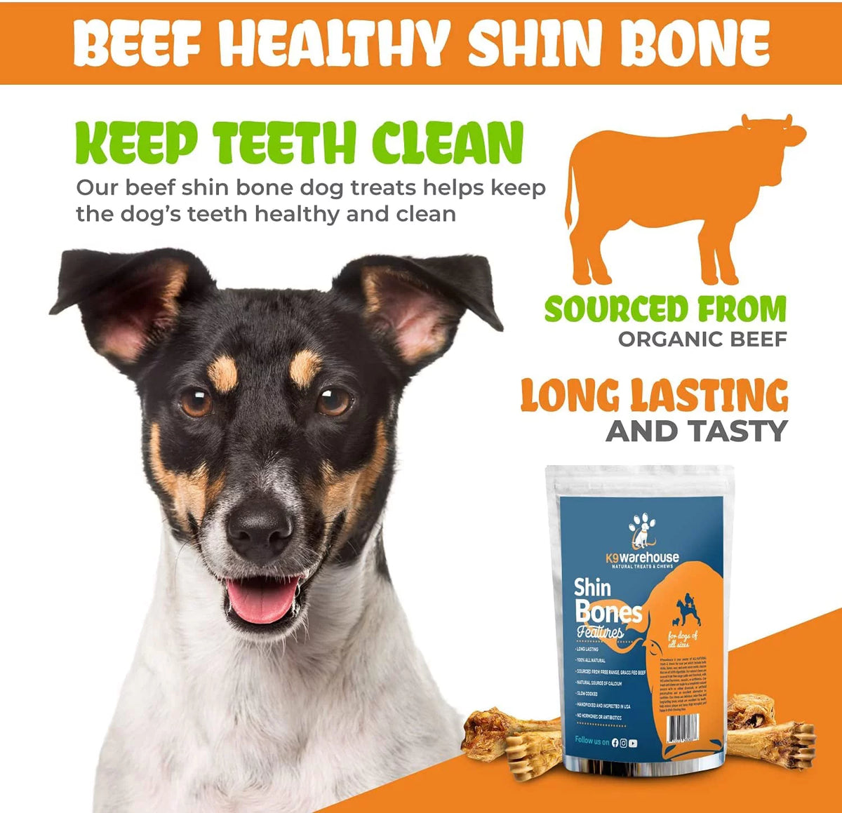 8 Inch 3 Pack All-Natural Meaty Dog Bones I401