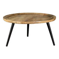 Round Coffee Table Natural and Black X953