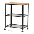 Black Wood and Metal Kitchen Storage Cart L570