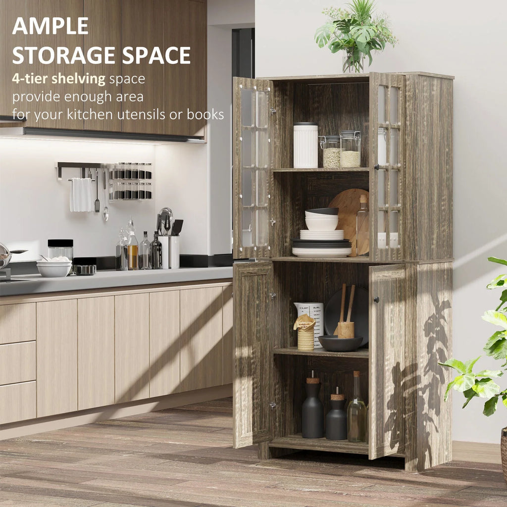Kitchen Pantry Storage Cabinet with Glass Doors Y173674