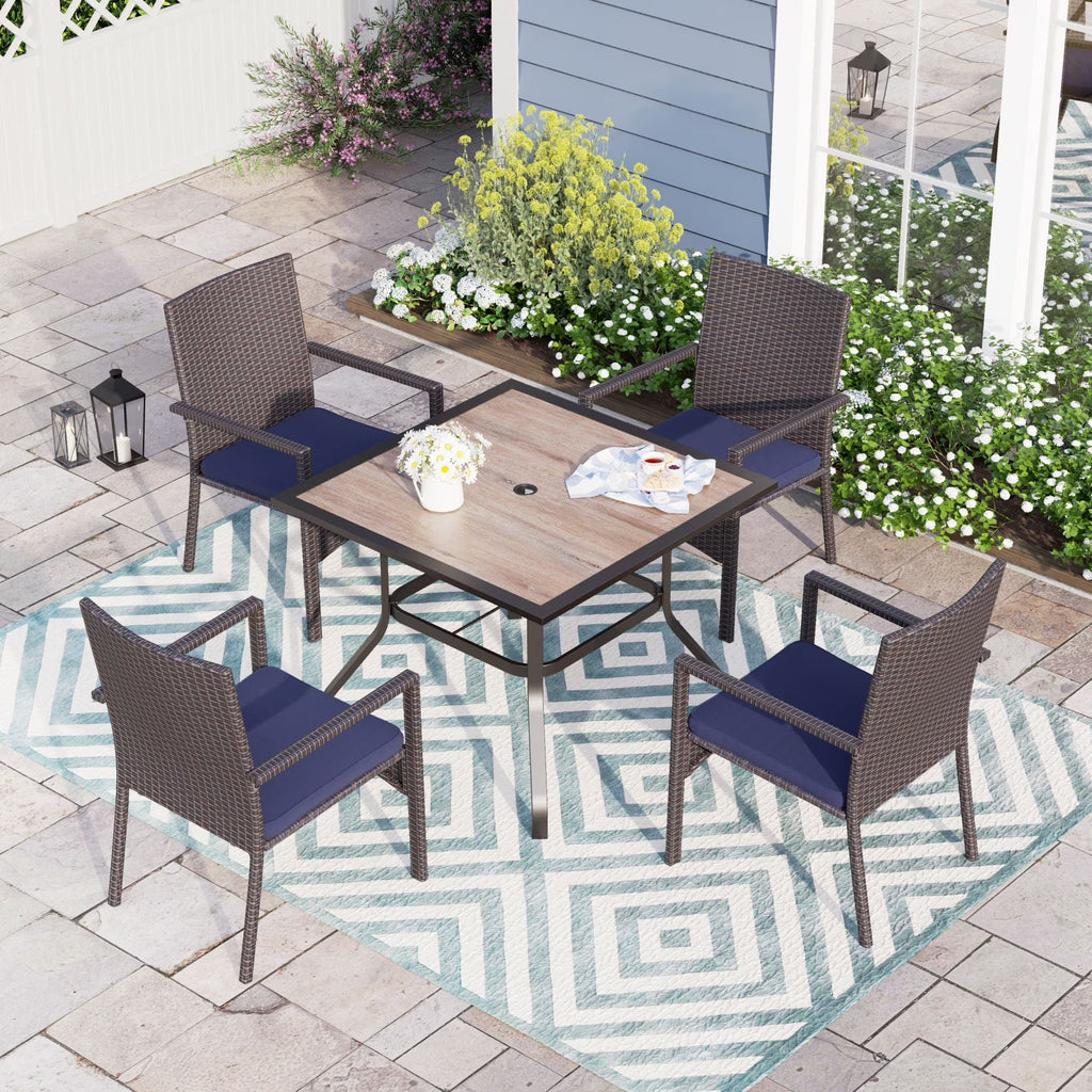 5 Pieces Wicker Rattan Outdoor Patio Dining Set H185452