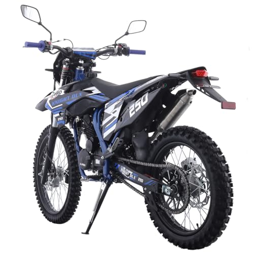 Blue 250 Dirt Bike 5-Speed Manual Transmission 21"/18" Wheels Electric/Kick Start B62737