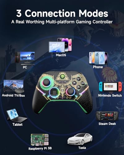 Wireless Bluetooth Controller with Hall Joysticks and RGB Lighting U593529