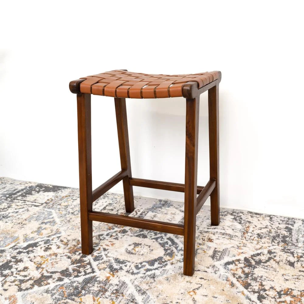Tan Genuine Leather Counter Stool E53387