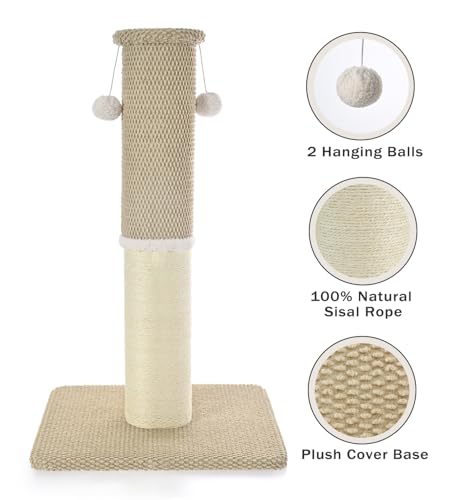33" Natural Sisal Cat Scratching Post, Dark Grey O44902