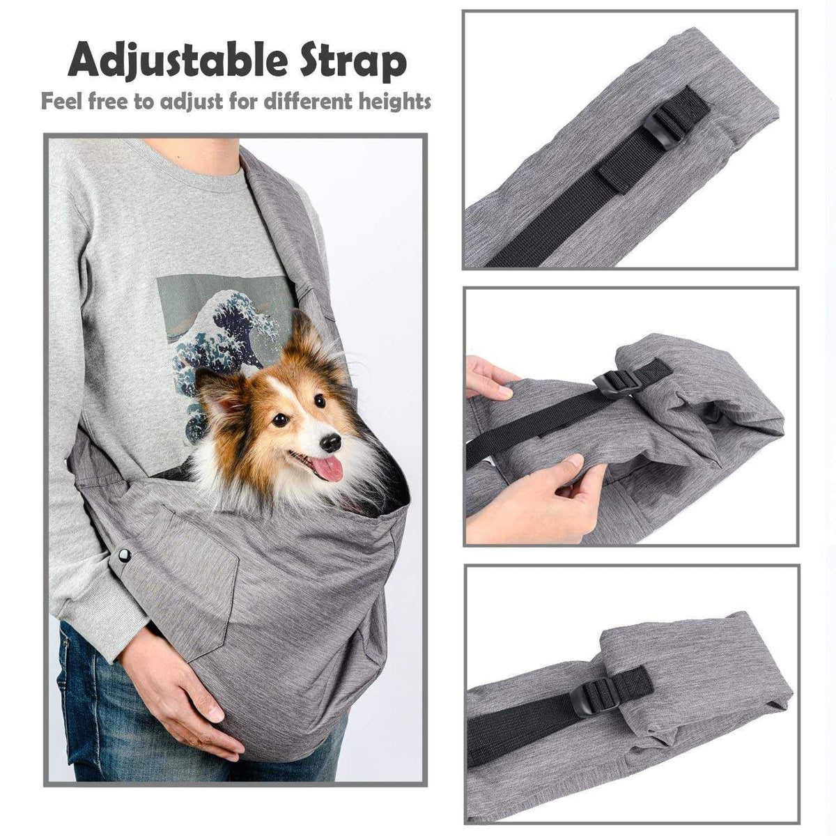 Dog Sling Carrier with Adjustable Padded Shoulder Breathable Mesh J2423
