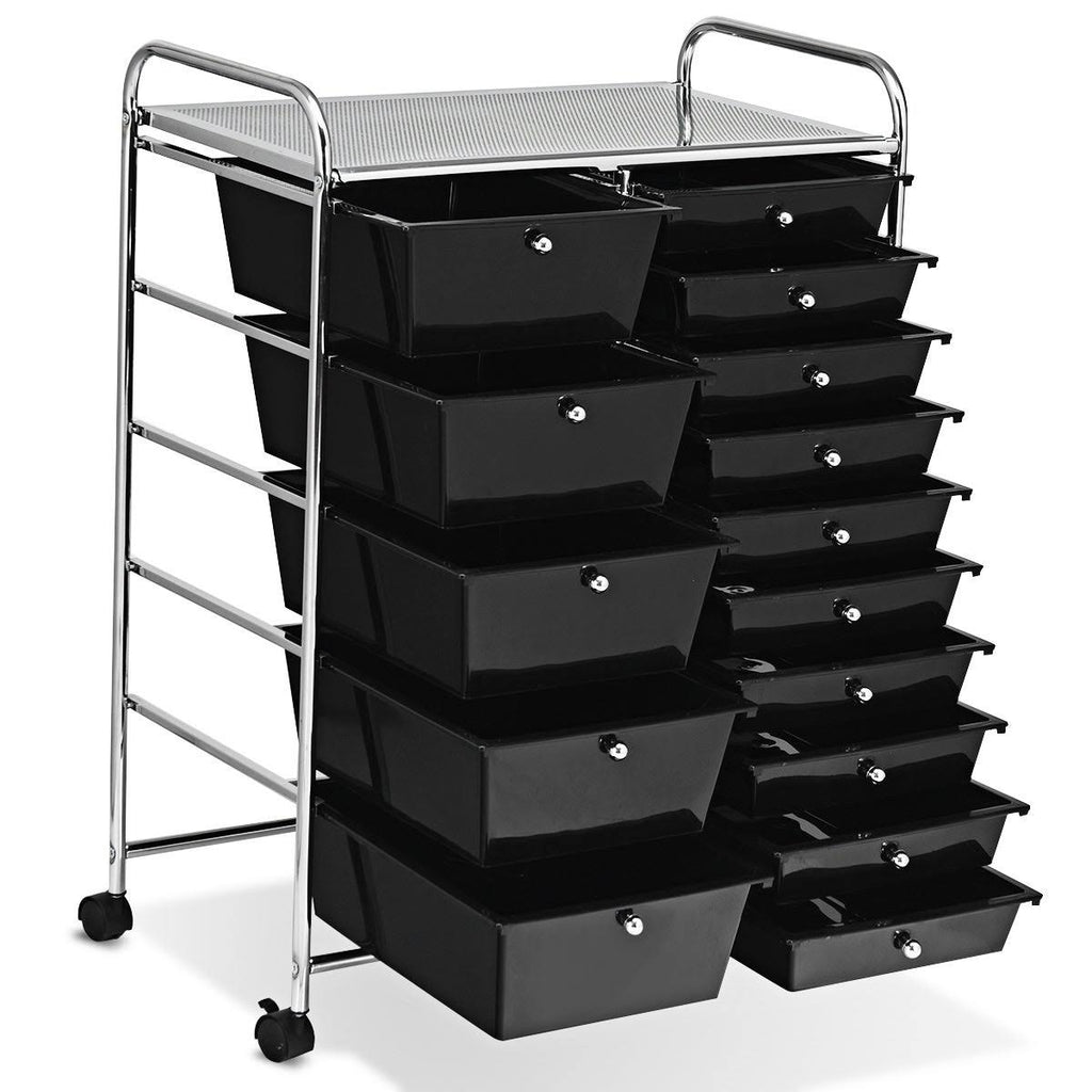 15-Drawer Utility Organizer Rolling Cart with Wheels U9535