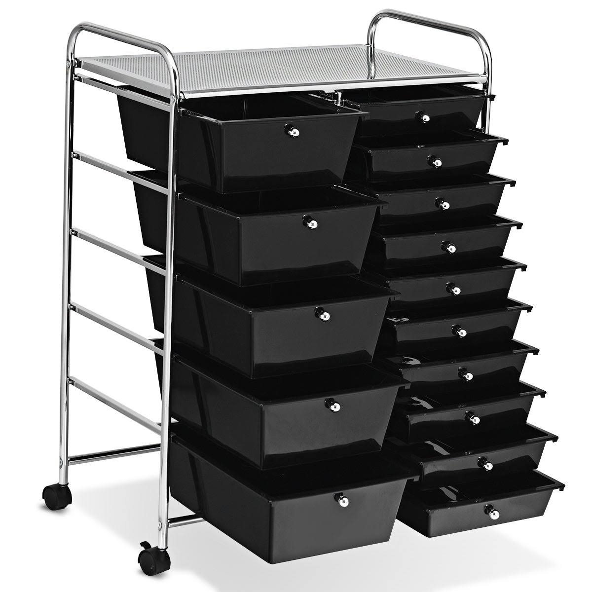 15-Drawer Utility Organizer Rolling Cart with Wheels U9535