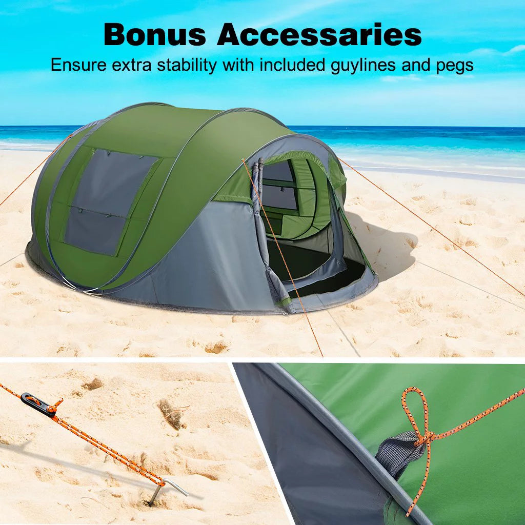 4 Person Pop up Tent Waterproof 2 Doors Y87897