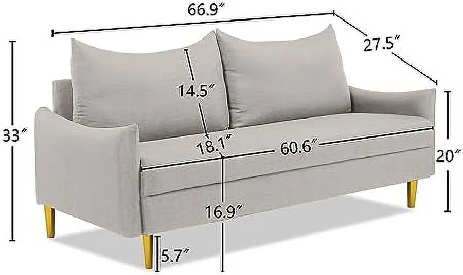 67" Velvet Tufted Loveseat Sofa with 2 Pillows Q4583