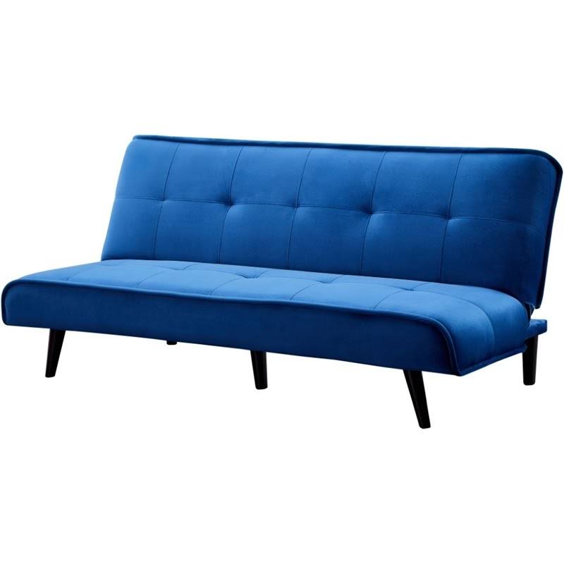 Navy Blue Velvet Convertible Sofa O783644