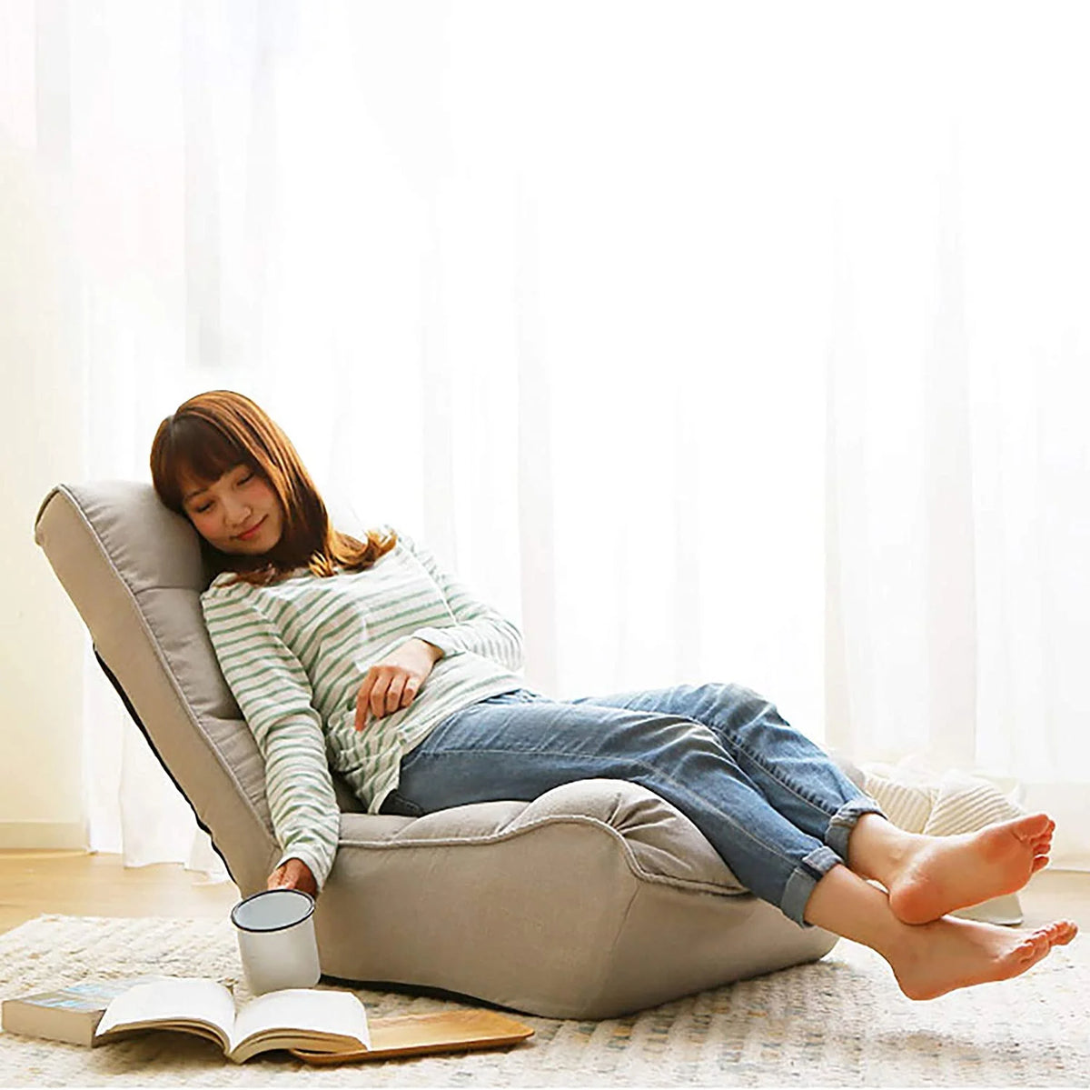 Dark Blue Fabric Folding Chaise Lounge Chair K7788