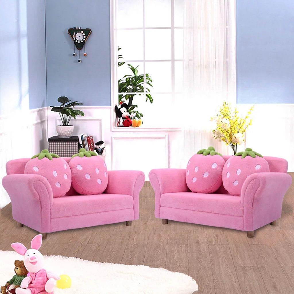 Kids Sofa Armrest Chair with 2 Pillow Pink Z309043