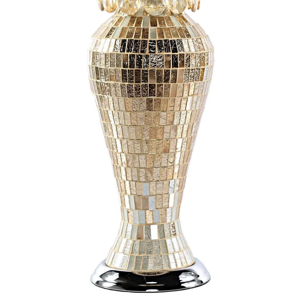 Multi-color Metal Mosaic Table Lamp with Crystals D563