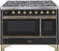 48 Dual Fuel Propane Gas Range Glossy Black Brass Trim I953