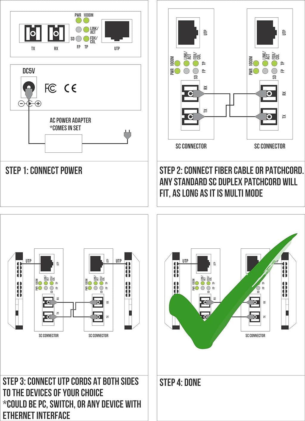 Fiber Media Converter with SC to RJ-45 U66390