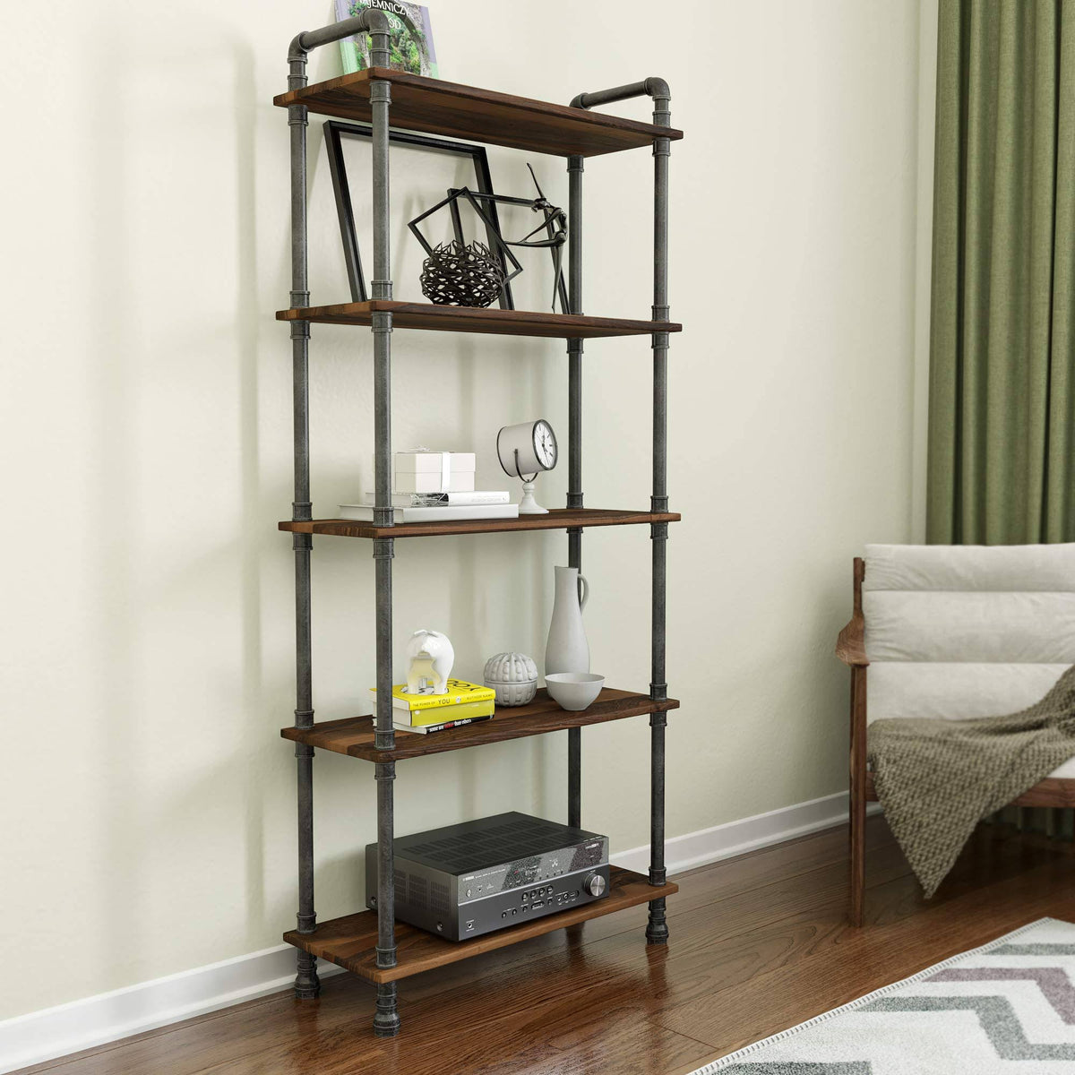 5-Tier Solid Pine Wood Bookcase H6697