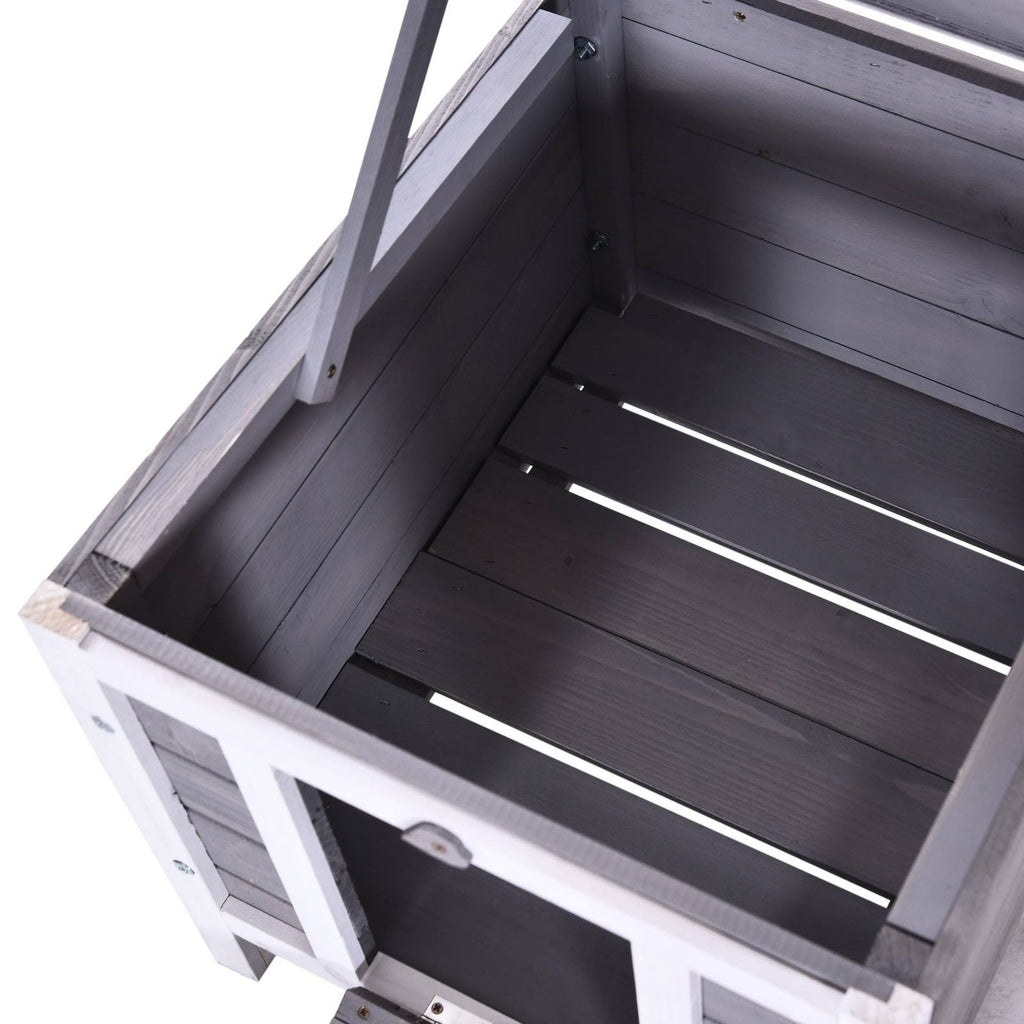 Grey Raised Wooden Pet House S889805