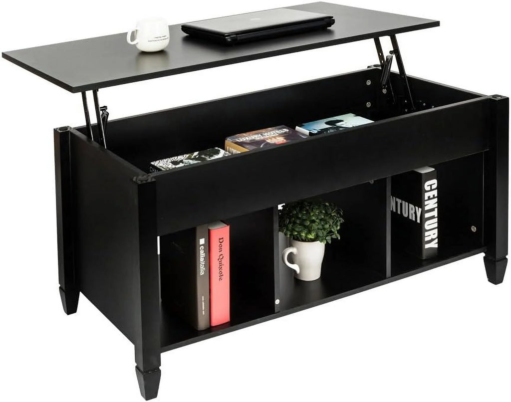 Lift-Top Coffee Table with Hidden Storage and Open Shelves Z78528