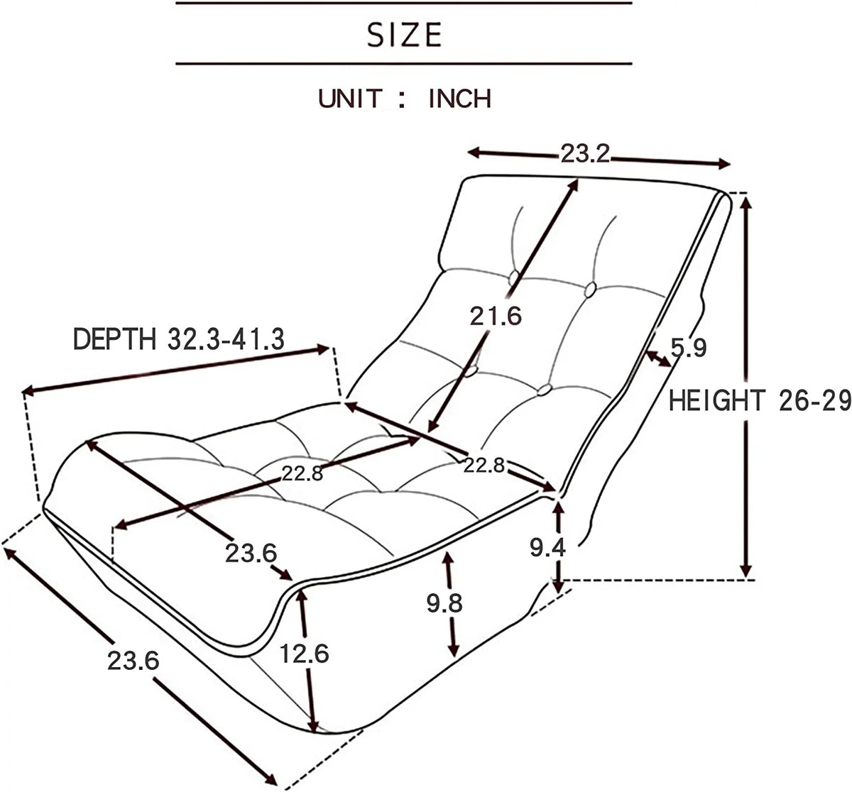 Dark Blue Fabric Folding Chaise Lounge Chair K7788