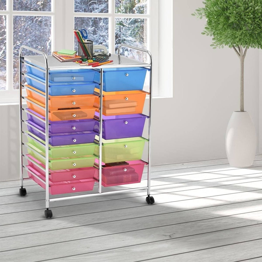 15-Drawer Utility Organizer Rolling Cart with Wheels U9535