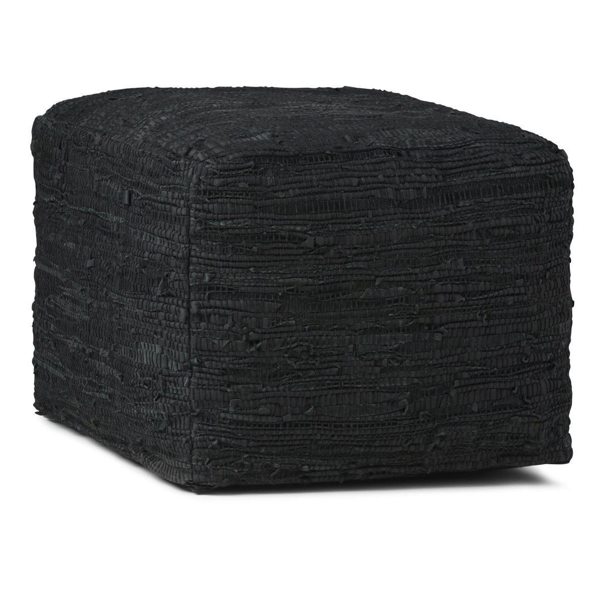 Genuine Leather Square Pouf - Grey W8510