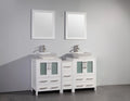 60 in. White Double Sink Vanity Cabinet with Ceramic Vessel Sink & Mirror W504