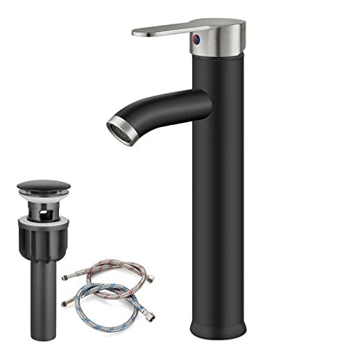 Matte Black Single Handle Vessel Sink Faucet with Pop Up Drain G84024