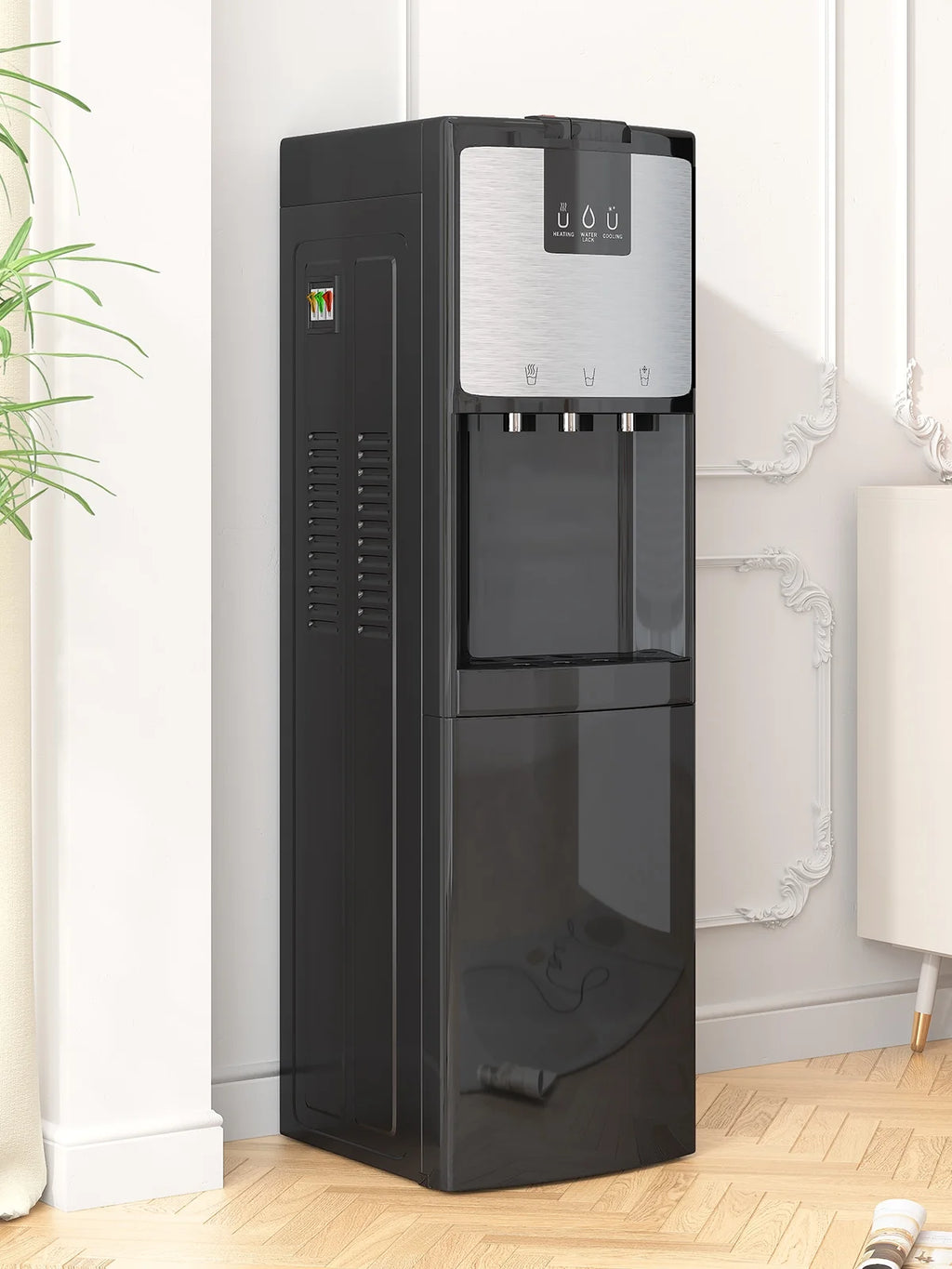 Bottom Loading Water Dispenser, Hot/Cold/Room Temperature, 3 or 5 Gallon, Black N2840