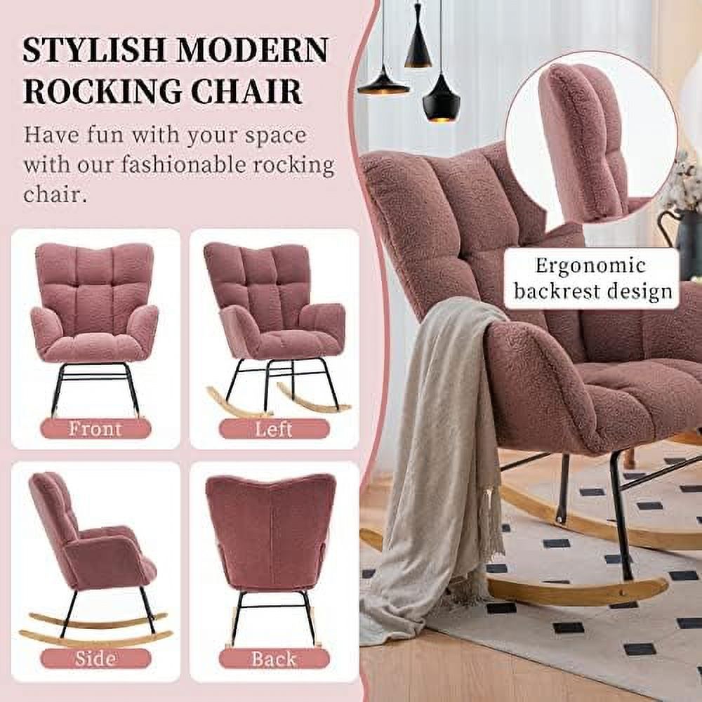 Grey Velvet Upholstered Glider Rocker B25001