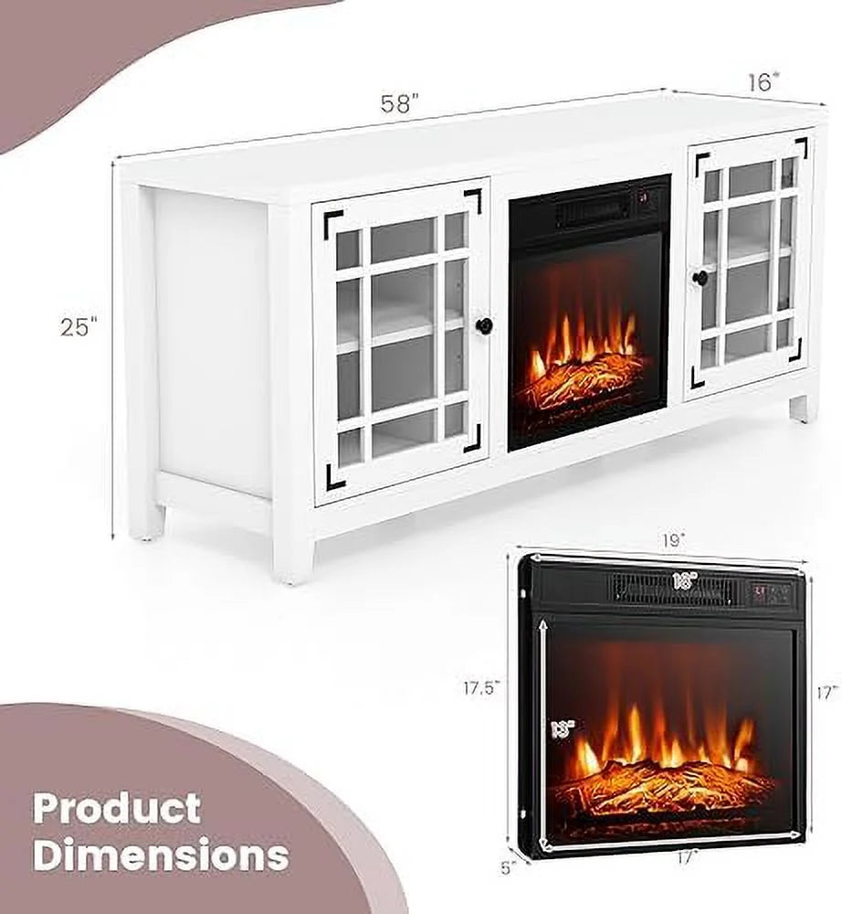 Black Fireplace TV Stand with Adjustable Shelves N632096