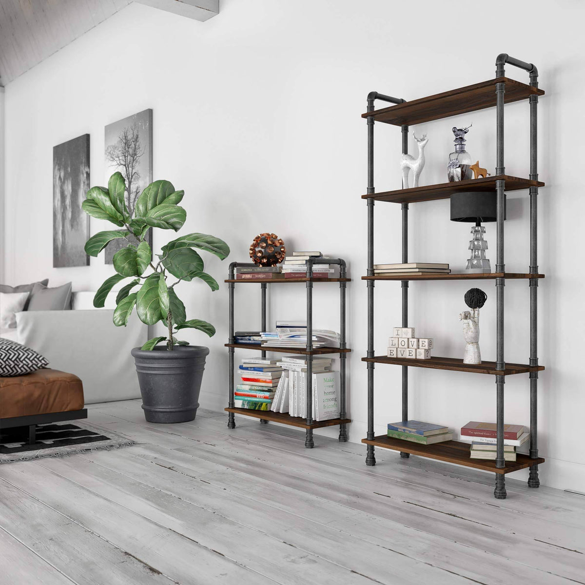 5-Tier Solid Pine Wood Bookcase H6697