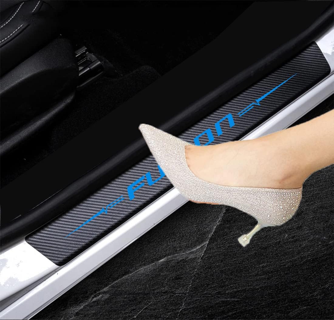4D Carbon Fiber Reflective Door Sill Protector Stickers Y594861