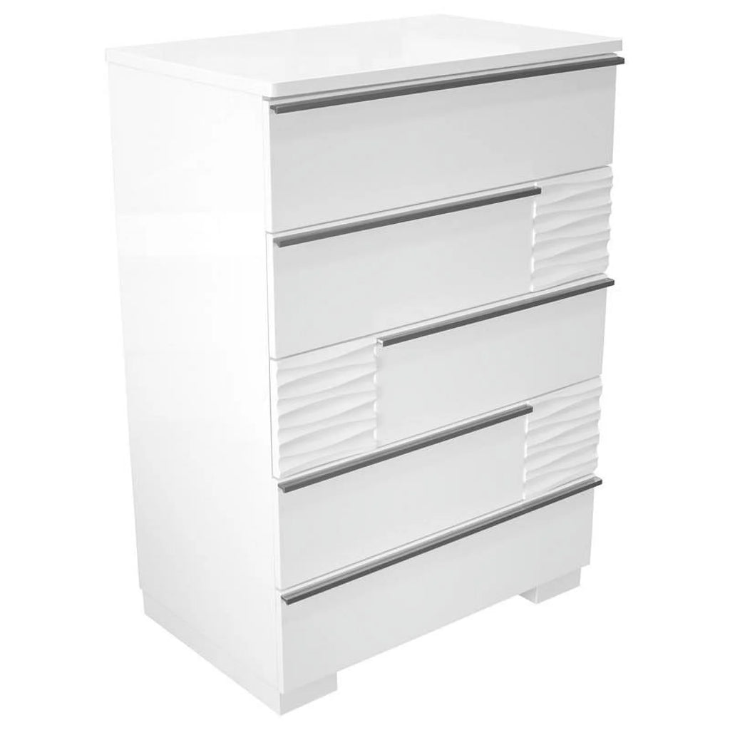 White 5 Drawer Poplar Wood Bedroom Chest N43803