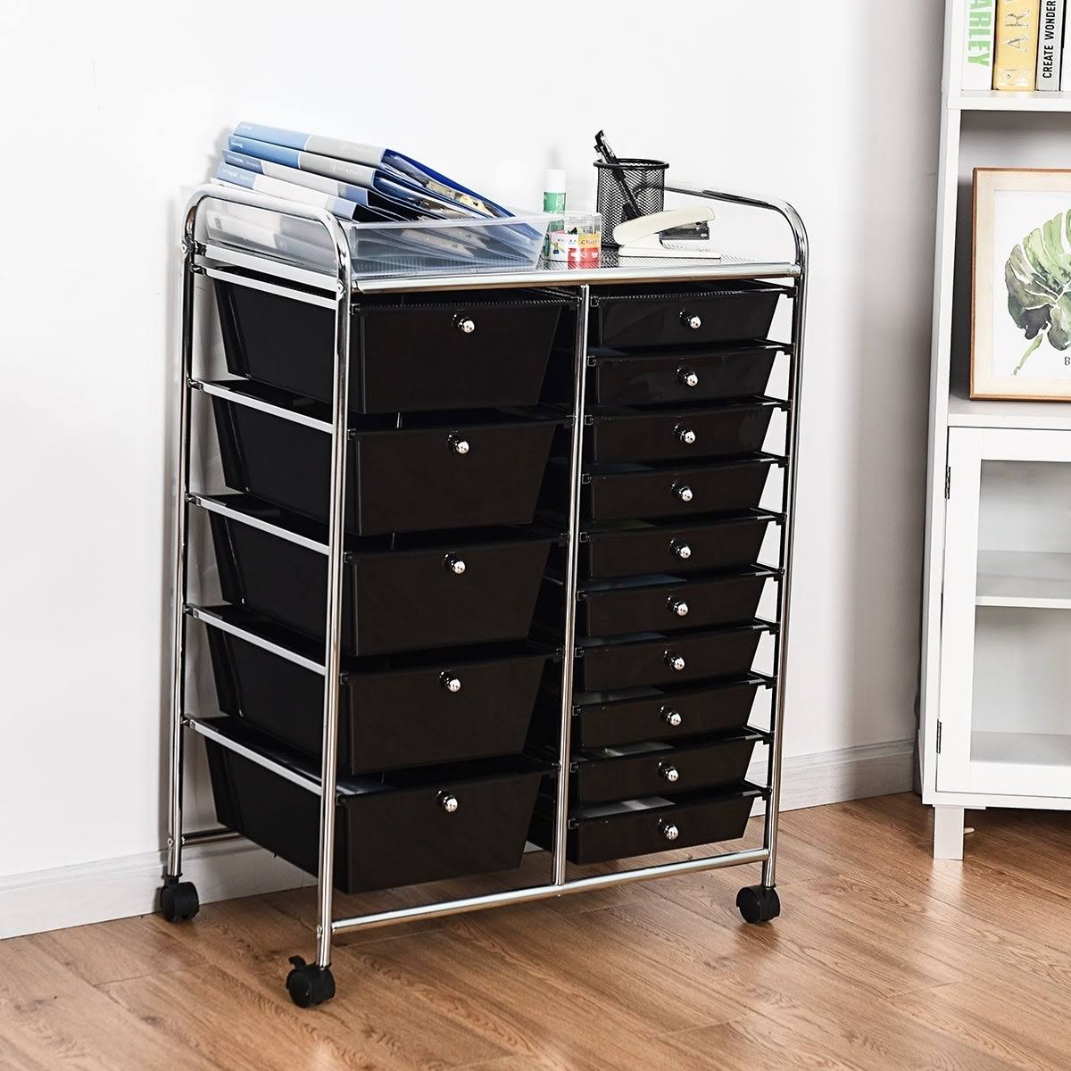 15-Drawer Utility Organizer Rolling Cart with Wheels U9535