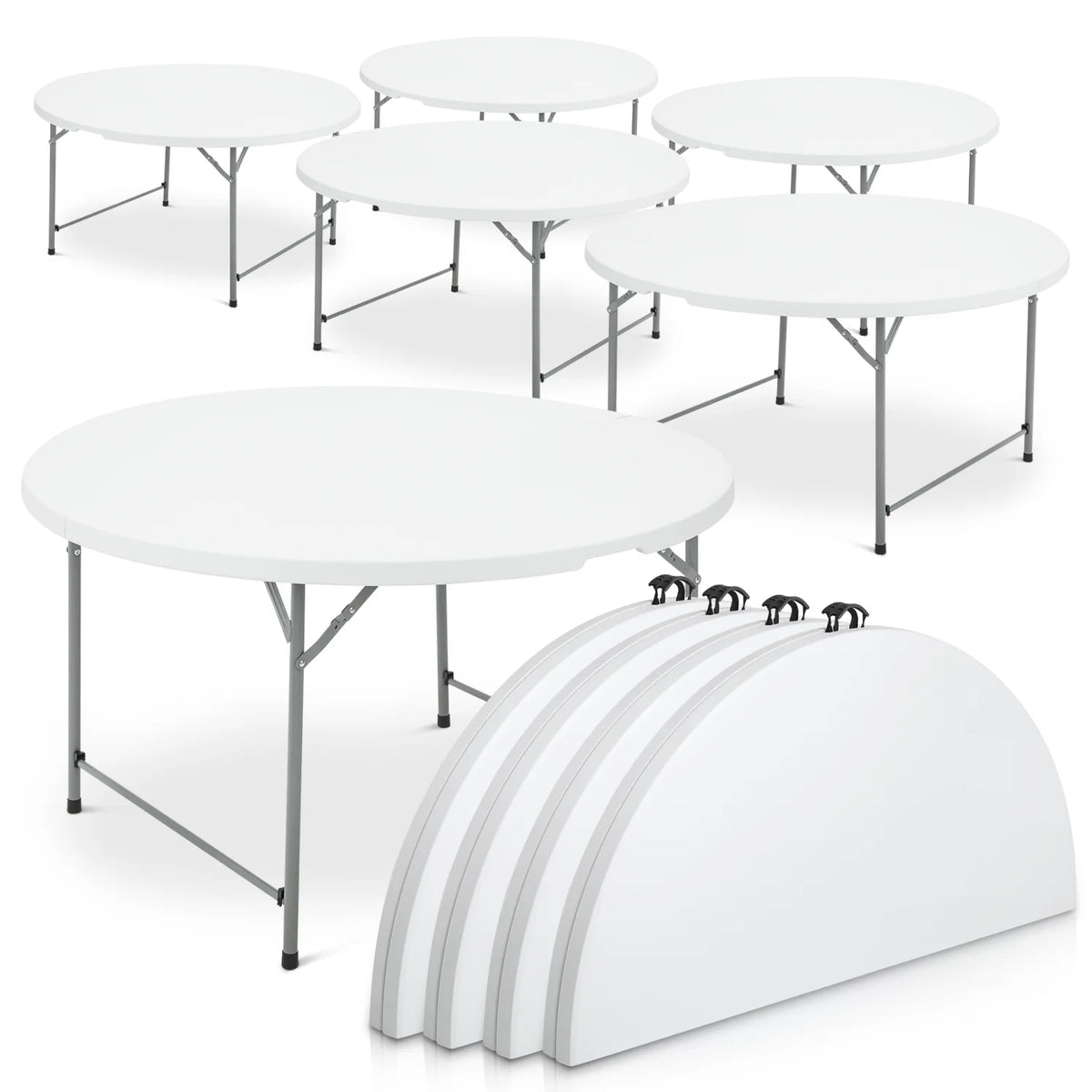 10 Pieces Round Bi-Folding Plastic Table M59508