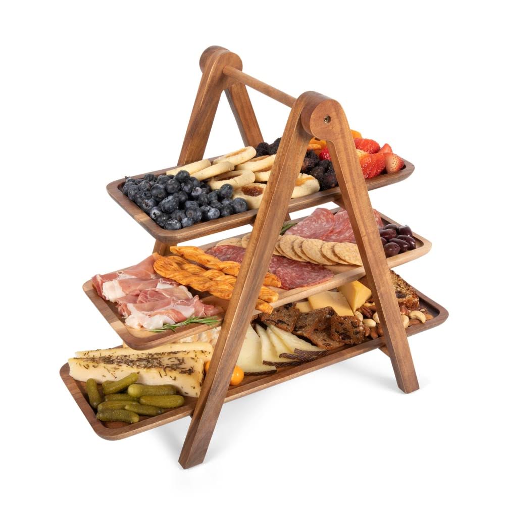 3 Tiered Acacia Wood Serving Station V769424