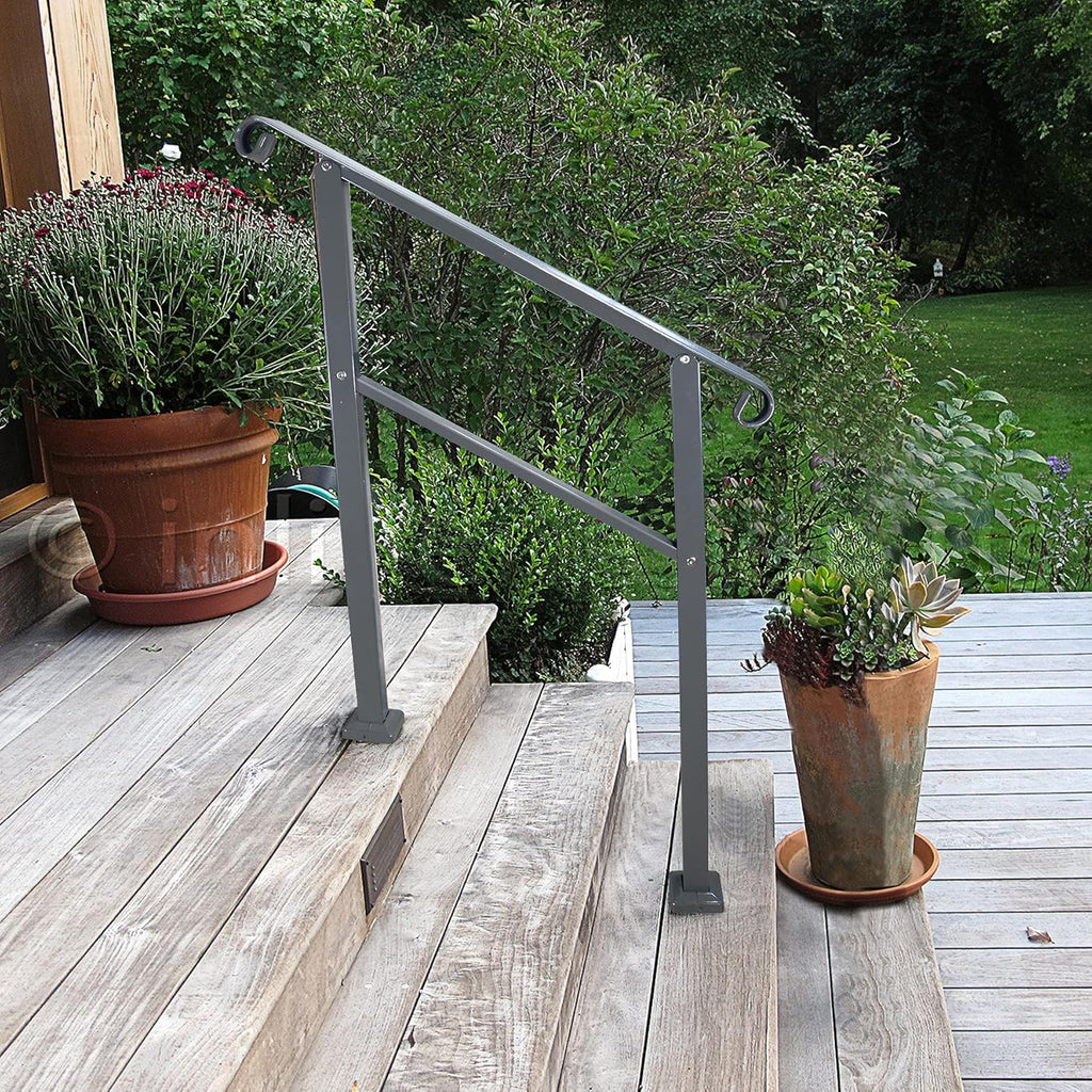 Black Wrought Iron Handrail for Outdoor Steps B8074