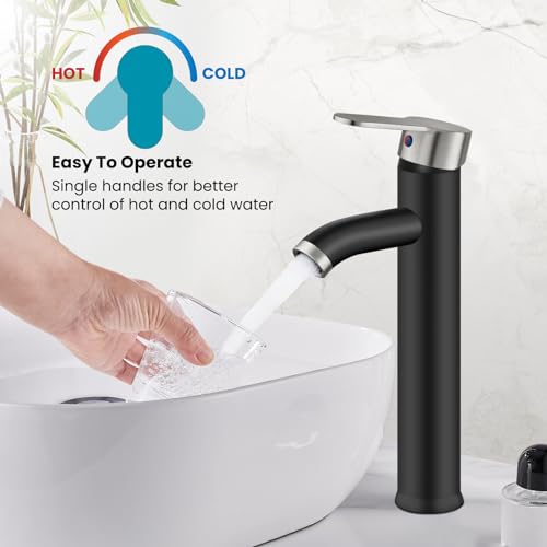 Matte Black Single Handle Vessel Sink Faucet with Pop Up Drain G84024