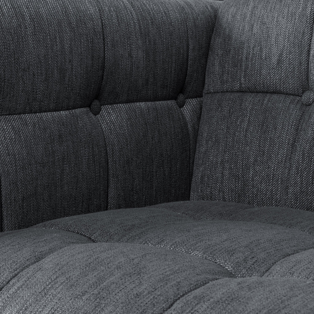 Charcoal and Brown Fabric 5-Seater Living Room Set B9015