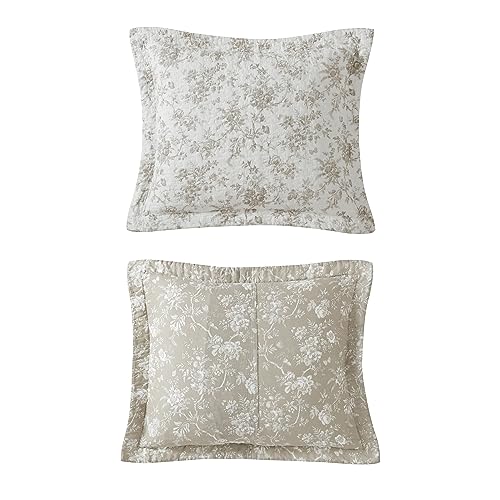 Queen Quilt Set, Reversible Floral Cotton Bedding with Matching Shams N608