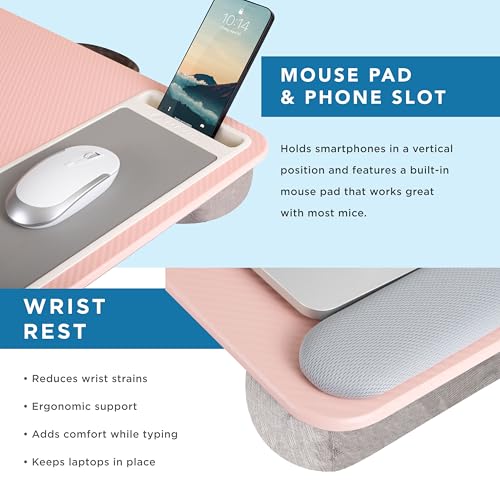 Pink Lap Desk with Wrist Rest and Mouse Pad U4770