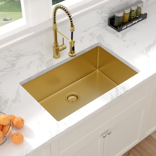 28 Inch Gold Undermount Stainless Steel Kitchen Sink M664210