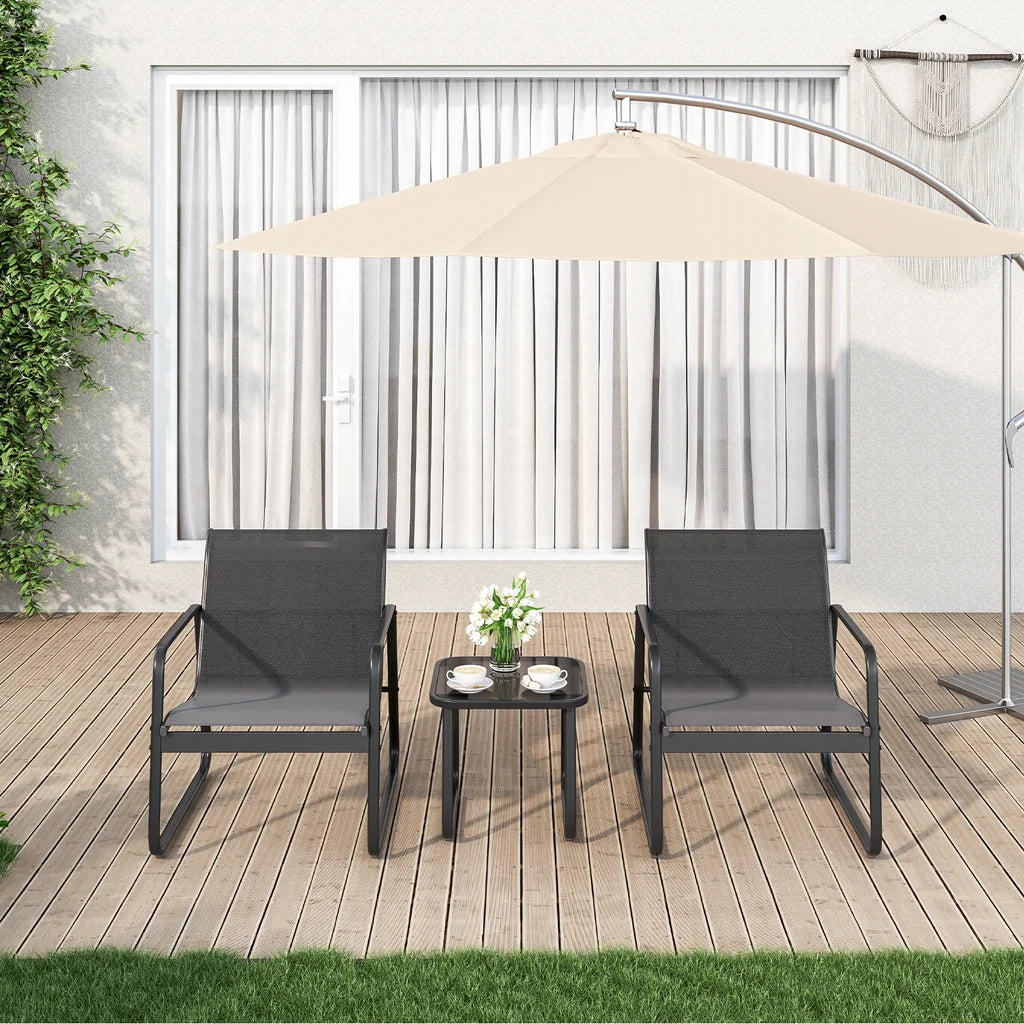 3 Pieces Textilene Patio Furniture Set with Tea Table H576825