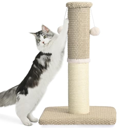 33" Natural Sisal Cat Scratching Post, Dark Grey O44902