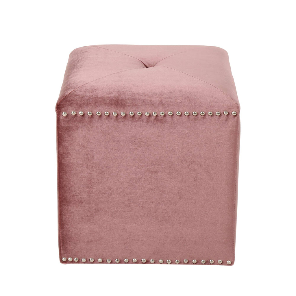 Pink Tufted Square Foot Stool Ottoman X78732